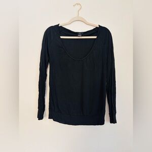 Filippa K Black Scoop Neck Long Sleeve 100% Viscose Knit Top Size XL
